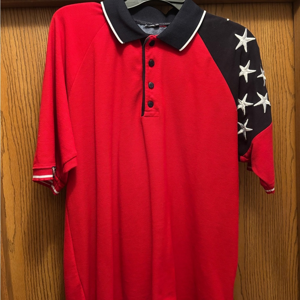 Rock Point Freedom Polo Shirt  Red White & Blue Stars Size Large